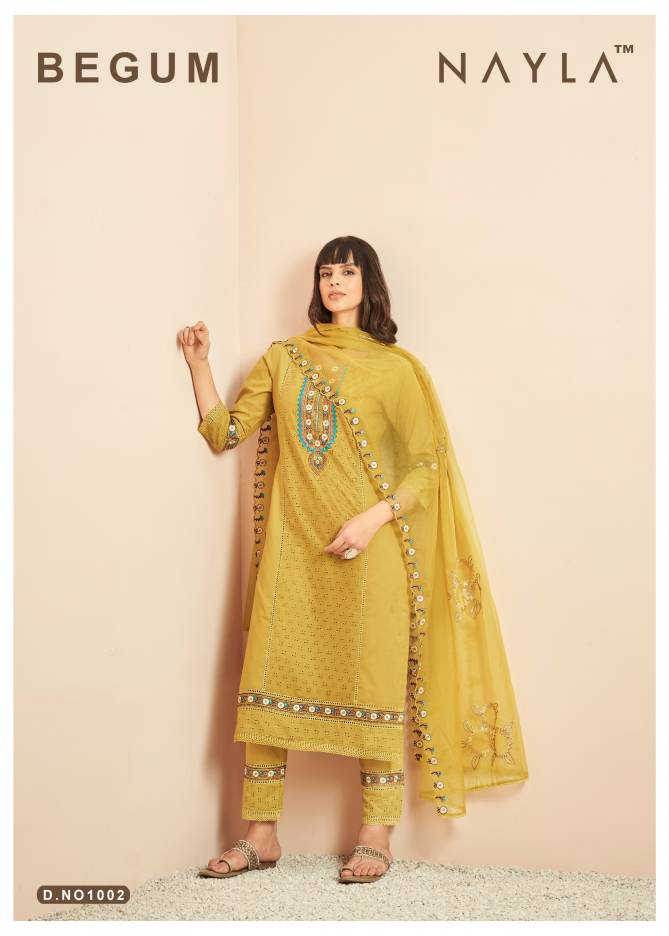 Nayla Begum Cotton Work Designer Kurti With Bottom Dupatta Wholesale Online
